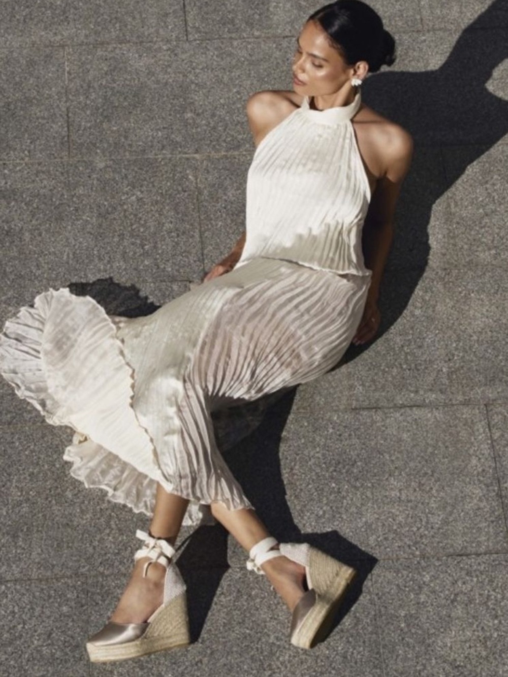 Zara Pleated Halter Maxi Dress